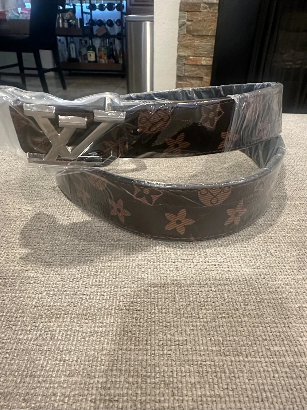 Brown Leather Belt with Silver Buckle